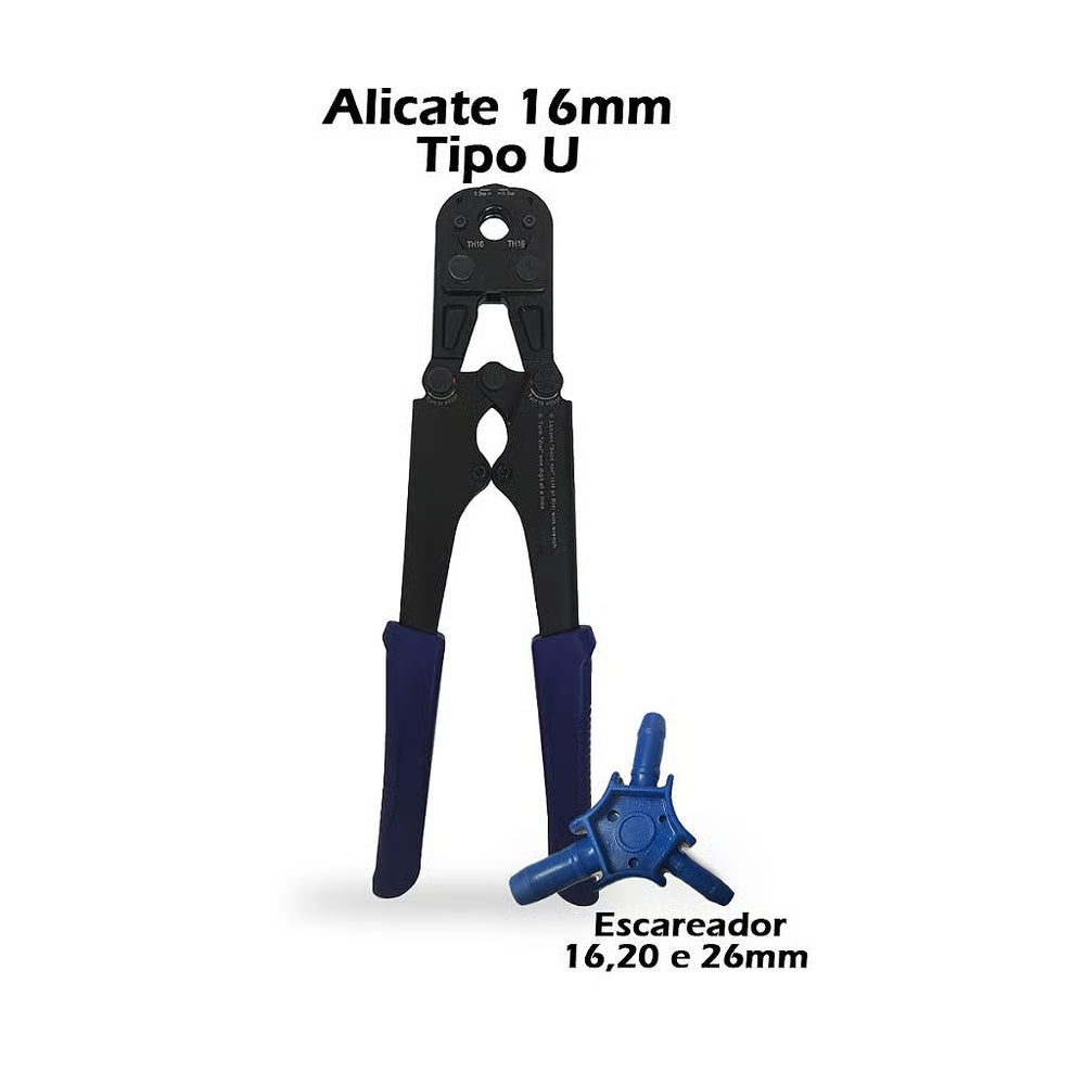 Kit Alicate Prensa 16mm Tipo U + Escareador