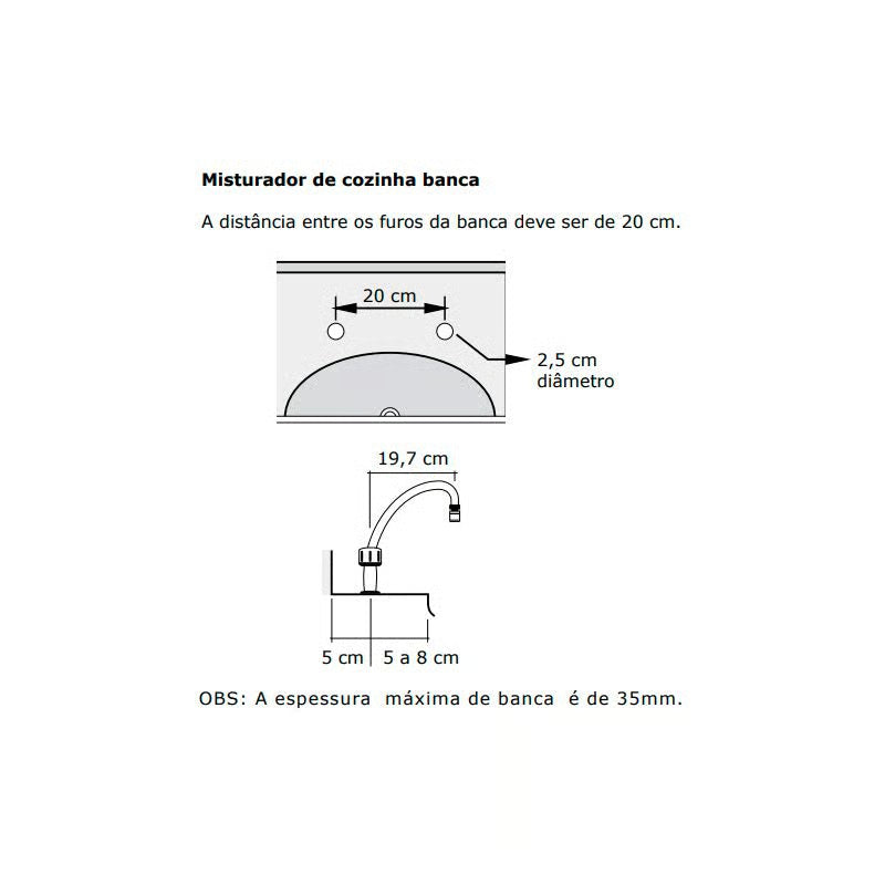 Misturador Cozinha Banca Pratika - Fabrimar
