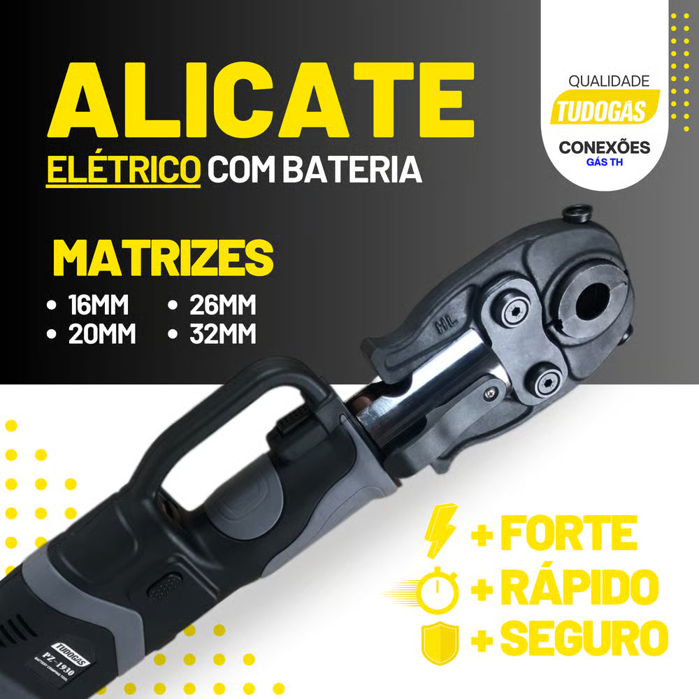 Alicate Bateria P/ Prensar Conex (th) Pex 16mm, 20mm, 26mm e 32mm Tudogás