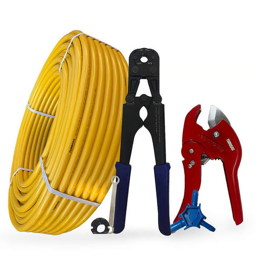 Kit 50Mt Tubo Pex 20mm+Alicate+Tesoura+Escareador Tudogás