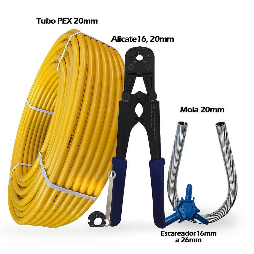 Kit 100mt Pex 20mm + Alicate 16/20 + Escareador + Mola