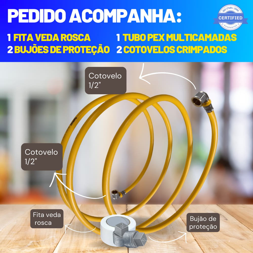 Kit 5 Metros Tubo Pex 16mm + 2 Cotovelos