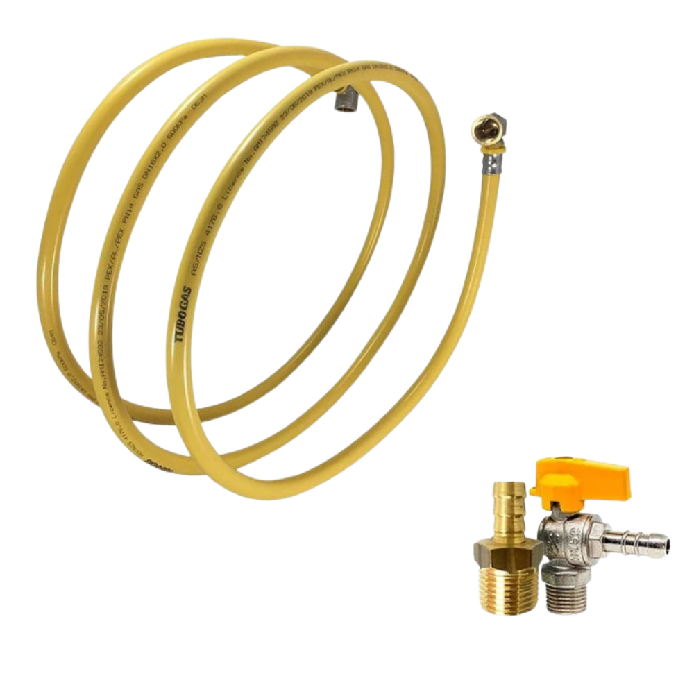 Kit 4,5 Metros Tubo Pex 16mm + 1 Cotovelo + 1 Conector + 1 Niple Bm + 1 Valvula Bm