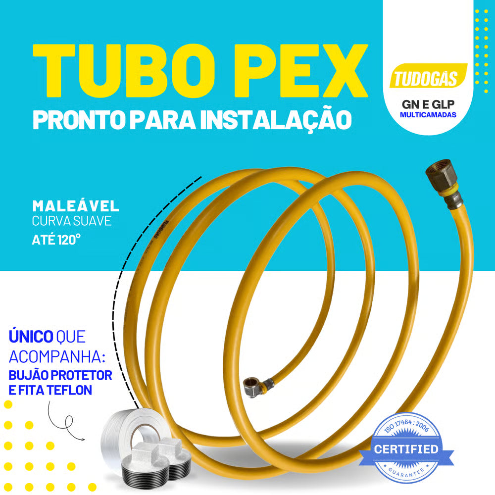 Kit 24 Metros Tubo Pex 16mm + 1 Cotovelo + 1 Conector