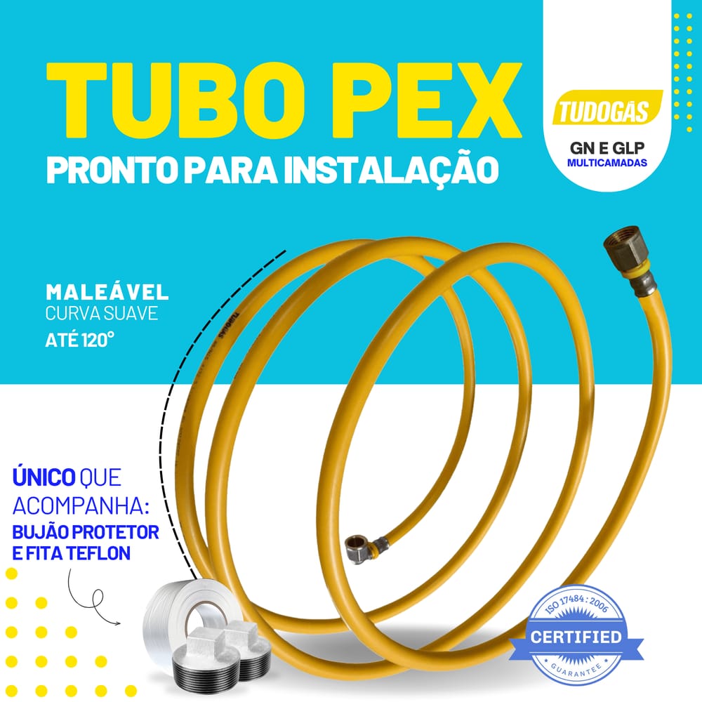 Kit 2,5 Metros Tubo Pex 16mm + 1 Cotovelo + 1 Conector