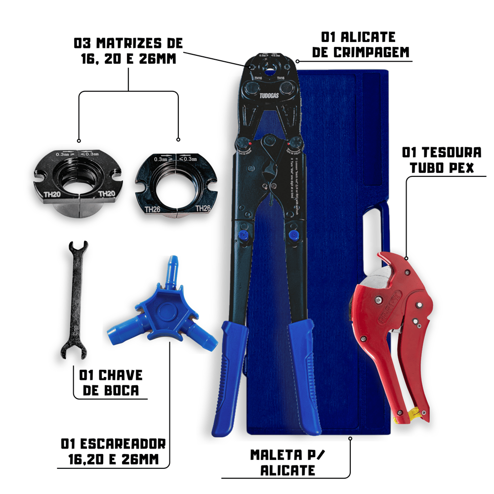 Kit Alicate 16/20 e 26mm + Tesoura + Escareador