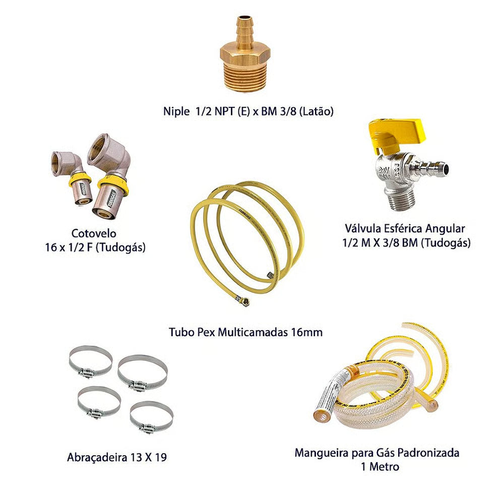 Kit 4 Metros Tubo Pex 16mm + 2 Cotovelos + Conexões