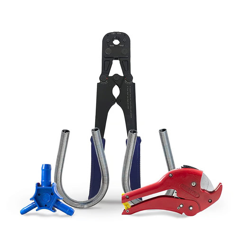 Kit Alicate Prensa Tubo Pex 16/20mm + Escareador + Mola 16/20mm + Tesoura