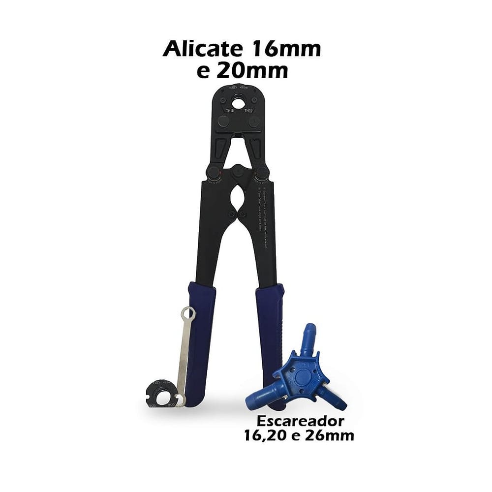Kit Alicate Prensa Tubo Pex 16/20mm + Escareador