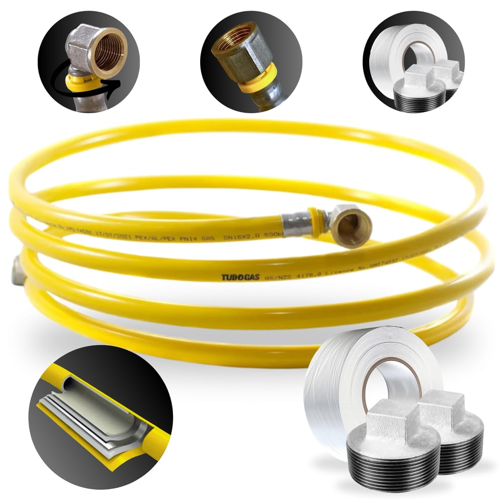 Kit 9 Metros Tubo Pex 16mm + 1 Cotovelo + 1 Conector