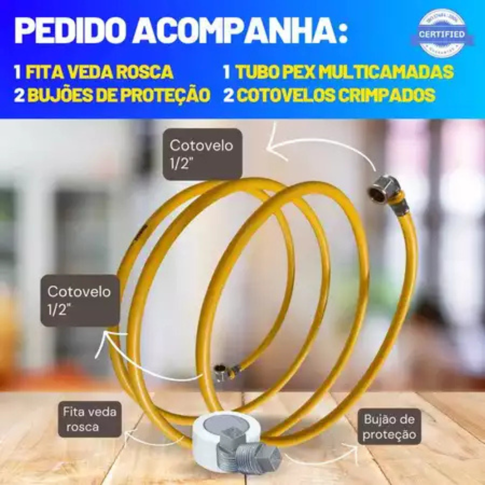 Kit 1,7 Metros Tubo Pex 16mm + 2 Cotovelos