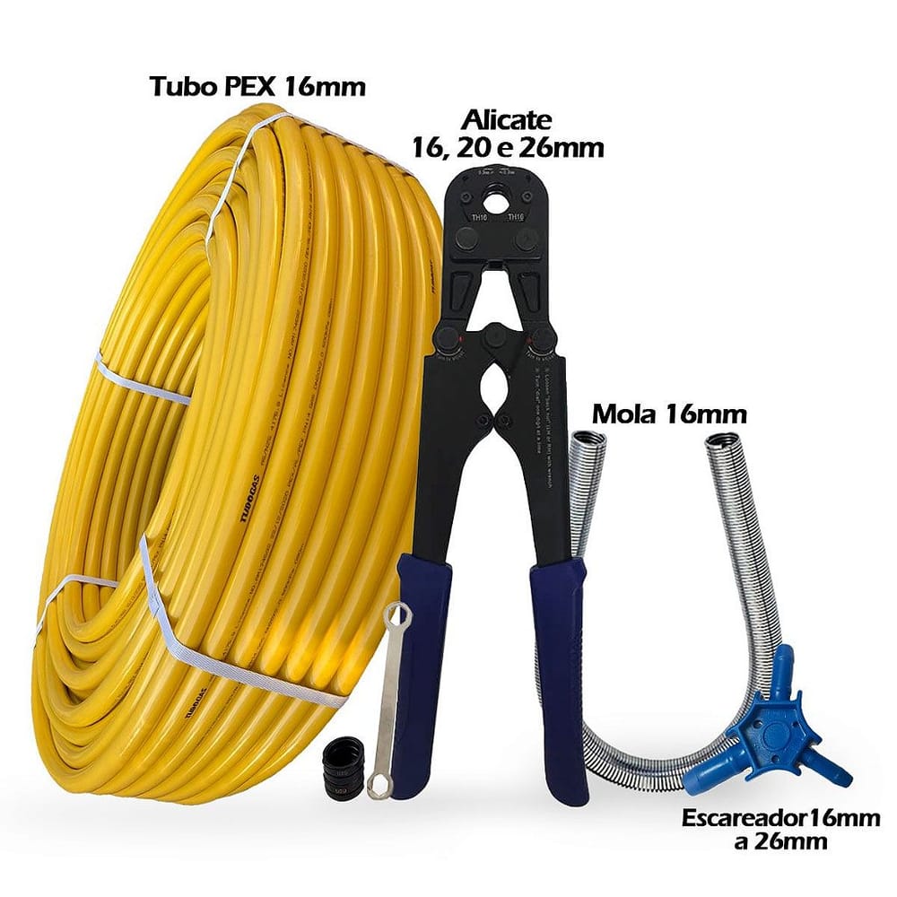 Kit 50mt Tubo 16mm + Alicate 16/20/26mm + Mola 16mm + Escareador
