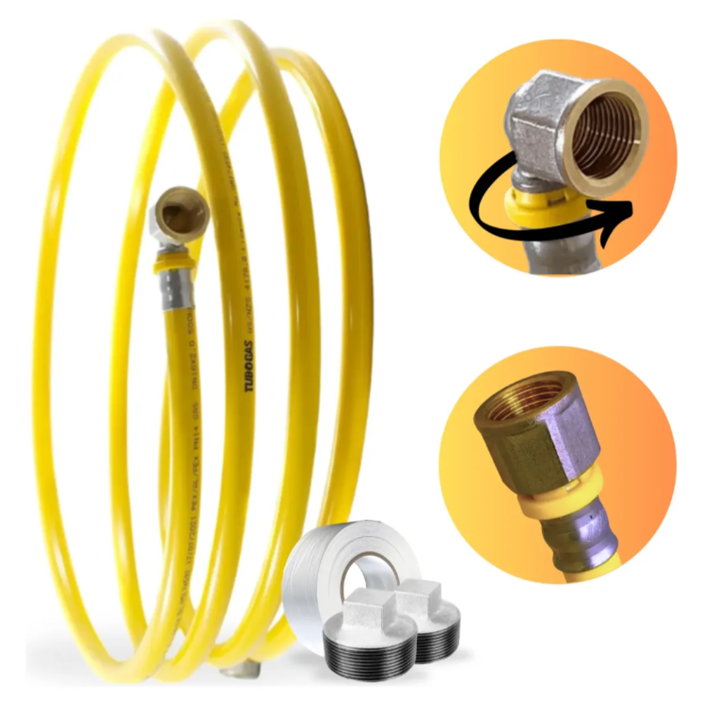Kit 19 Metros Tubo Pex 16mm + 1 Cotovelo + 1 Conector