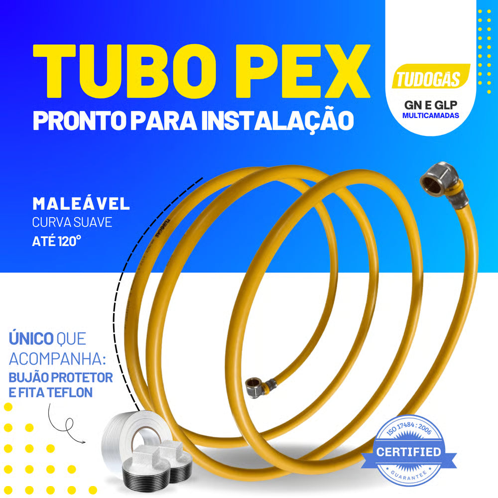 Tubo Pex 16mm 9 Metros + 2 Cotovelos 16 x 1/2 Tudogás