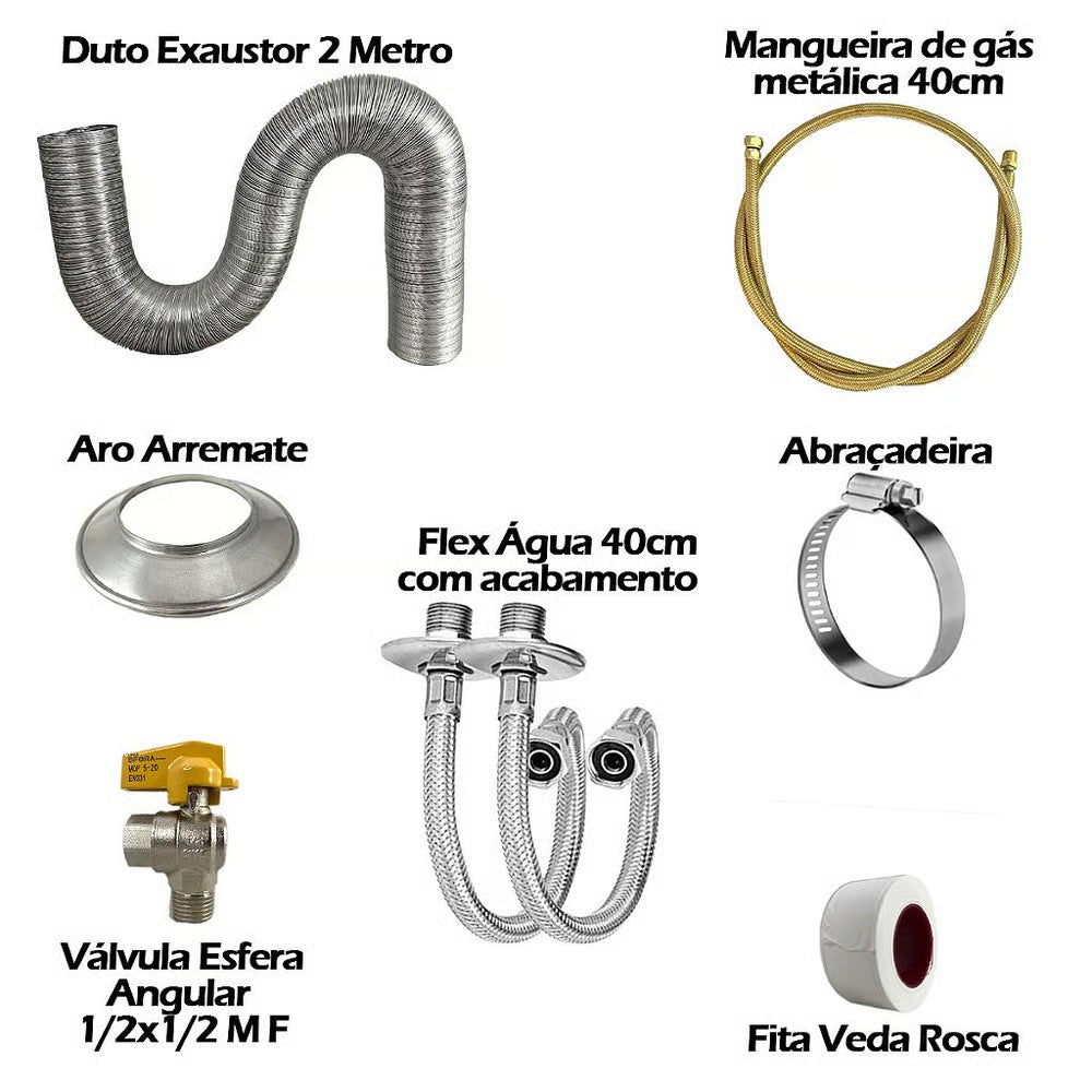Kit Instalacao Aquecedor Komeco Ko 31d/di 30 L - 2 Metros Duto
