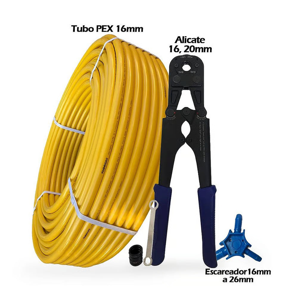 Kit 50mt Pex 16mm + Alicate 16/20 + Escareador