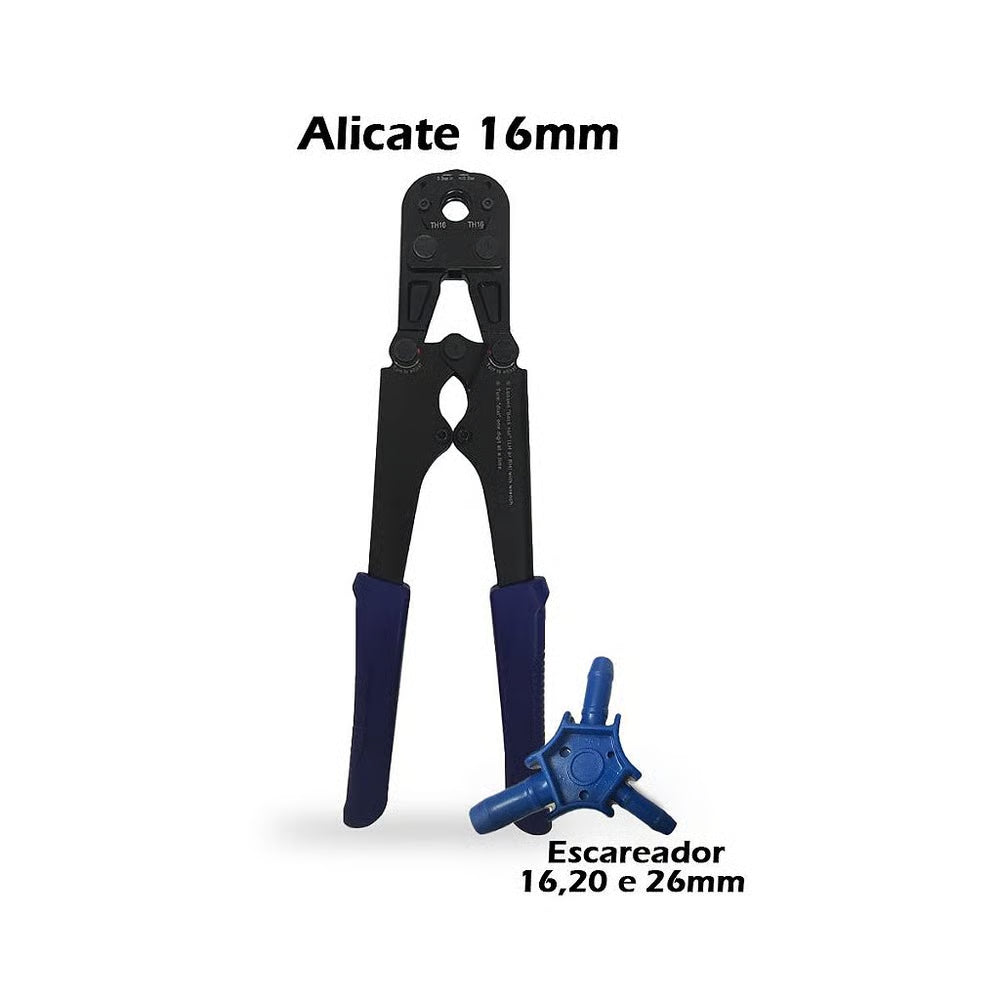 Alicate Prensa Tubo Pex 16mm + Escareador Tudogás