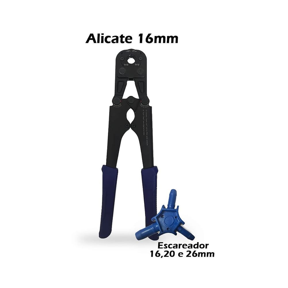 Kit Alicate Prensa Tubo Pex 16mm + Escareador 16/20/26mm
