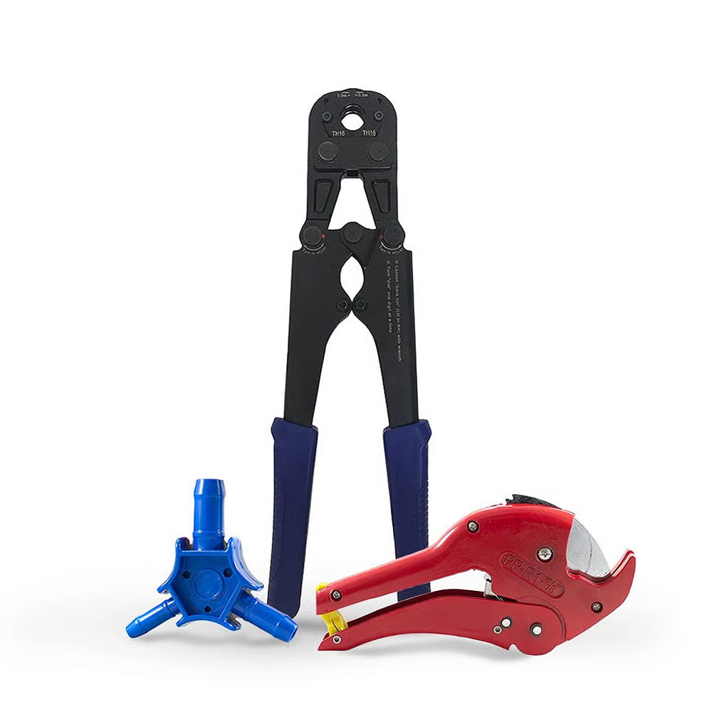 Kit Alicate Prensa Tubo Pex 16/20mm + Escareador + Tesoura