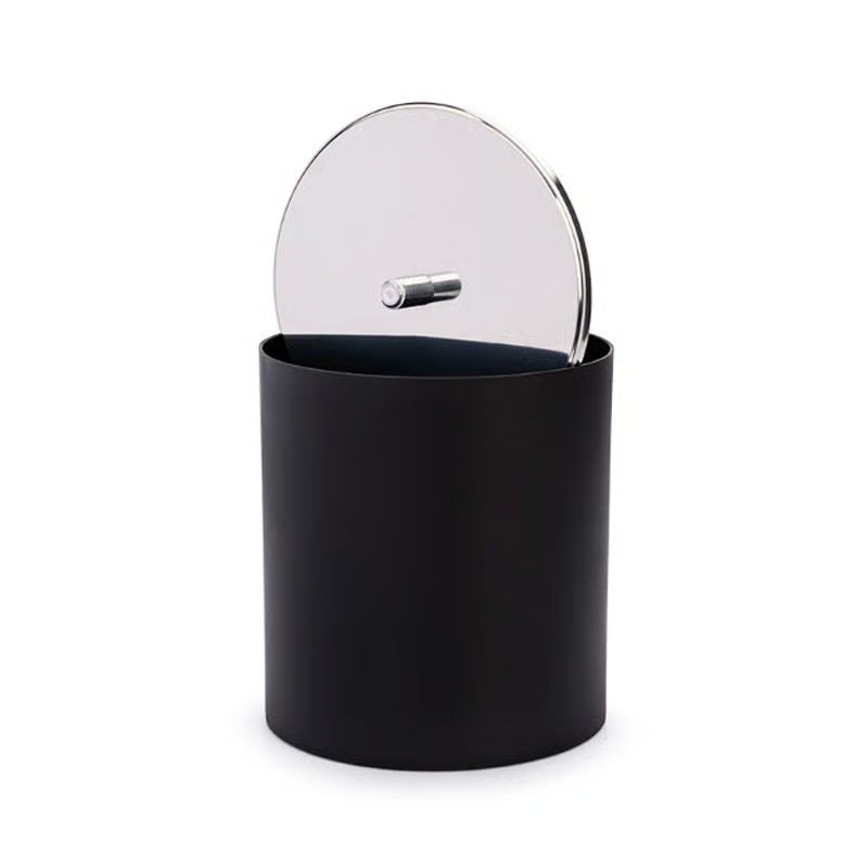 Lixeira Ps Preta Tampa Inox 5,4 Lts 18,5 X 23cm
