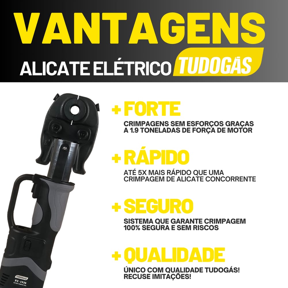 Alicate Bateria P/ Prensar Conex (th) Pex 16mm, 20mm, 26mm e 32mm Tudogás