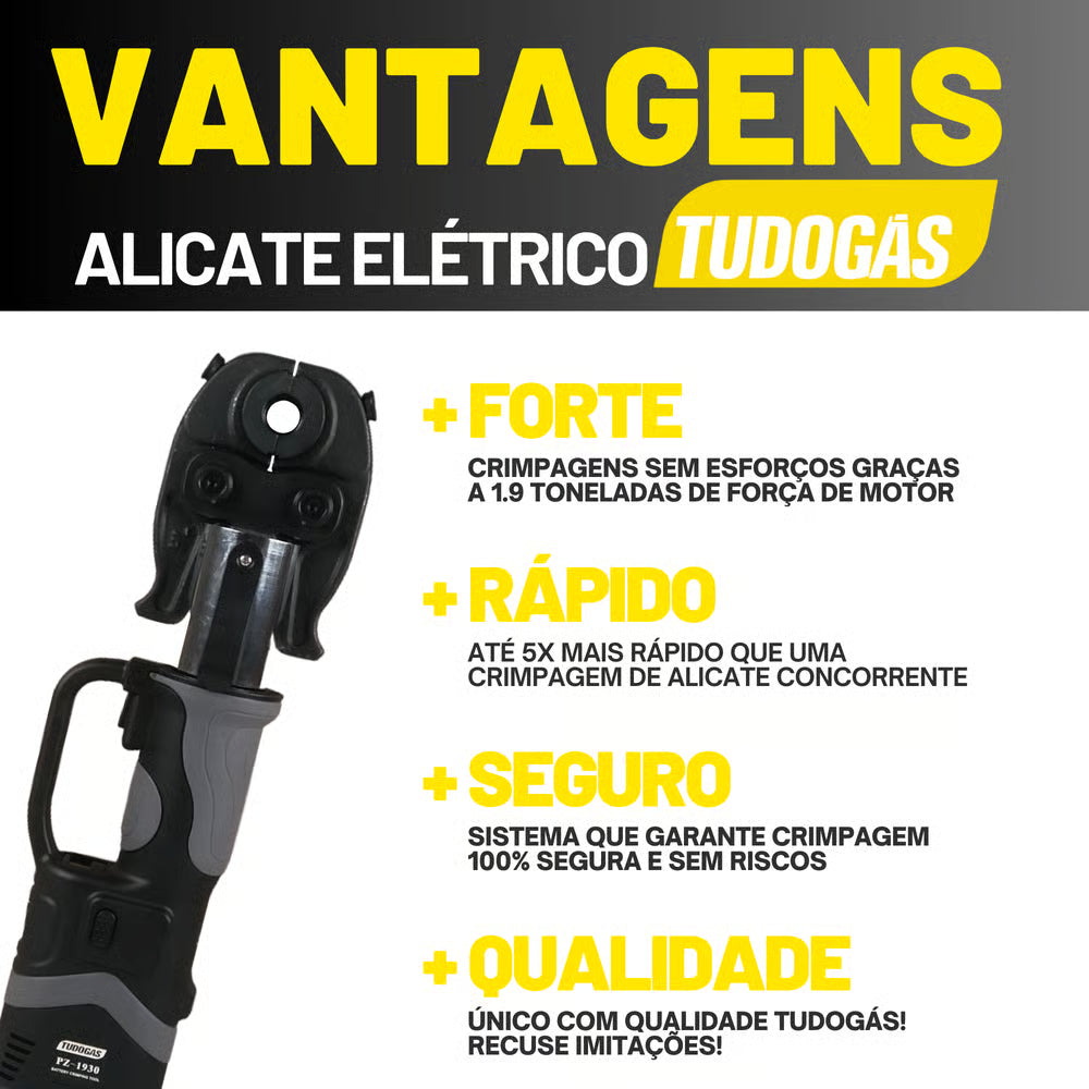 Alicate Bateria P/ Prensar Conex (th) Pex 16mm, 20mm, 26mm e 32mm Tudogás