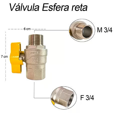 Valv Esf Reta Borb 3/4 M X F Gas Tudogas