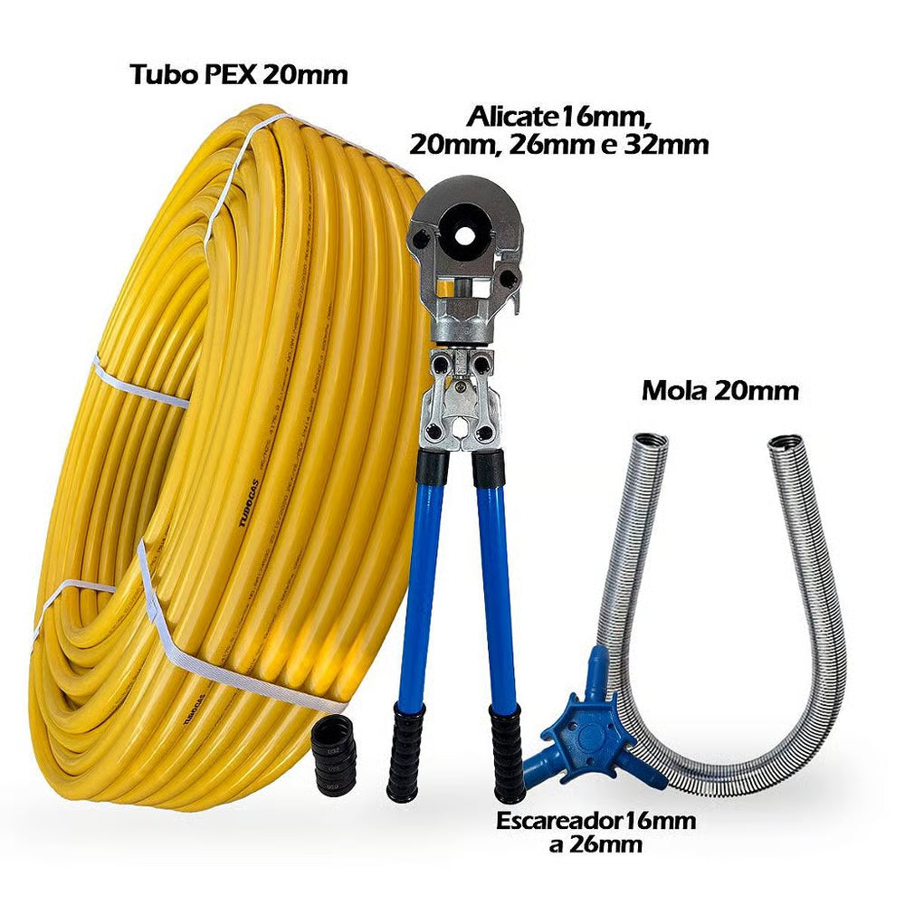 Kit 100mt Tubo 20mm + Alicate 16/20/26/32mm + Mola 20mm + Escareador