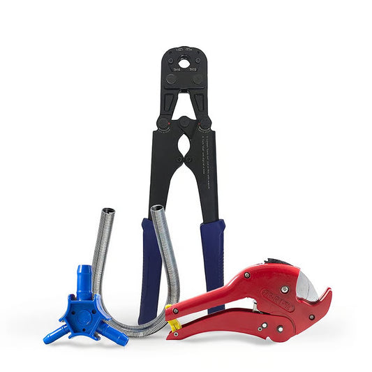 Kit Alicate Prensa Tubo Pex 16mm + Tesoura Corta Tubo + Escareador+ Mola