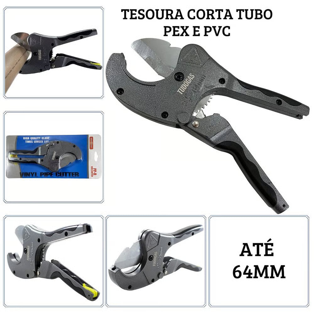 Tesoura P/ Tubo Pvc ou Pex de 16mm a 64mm Black Tudogás