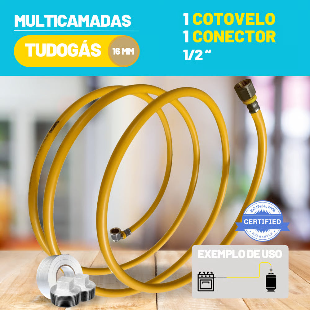 Kit 24 Metros Tubo Pex 16mm + 1 Cotovelo + 1 Conector