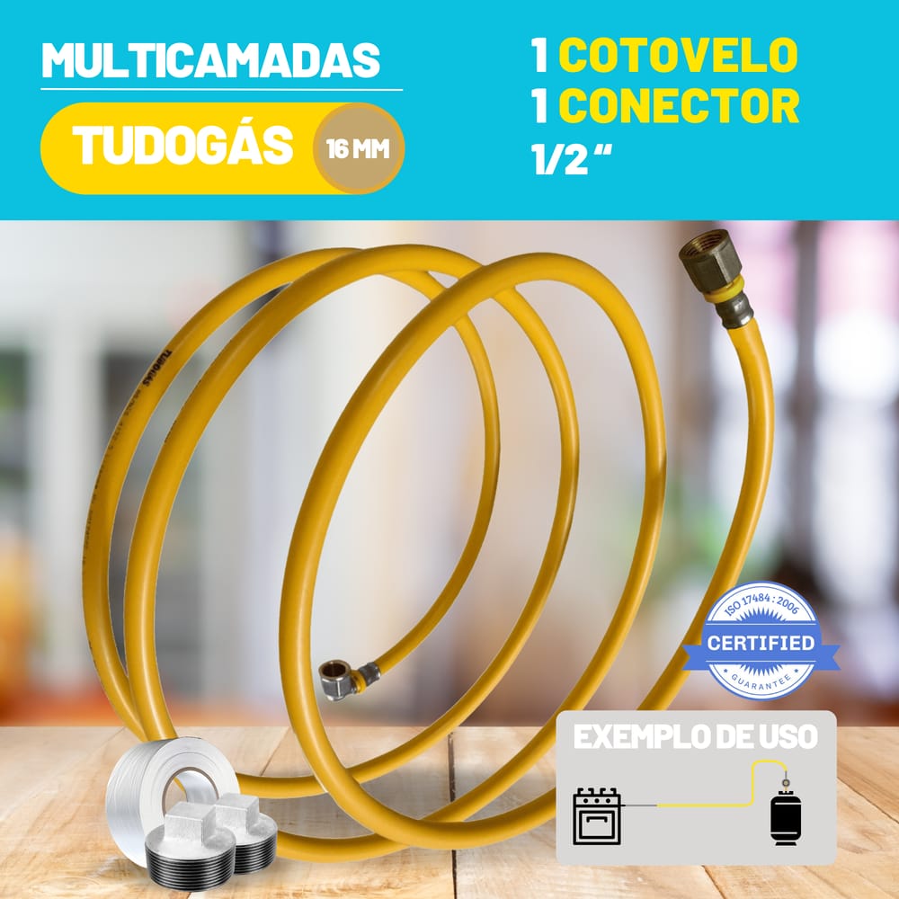 Kit 24 Metros Tubo Pex 16mm + 1 Cotovelo + 1 Conector