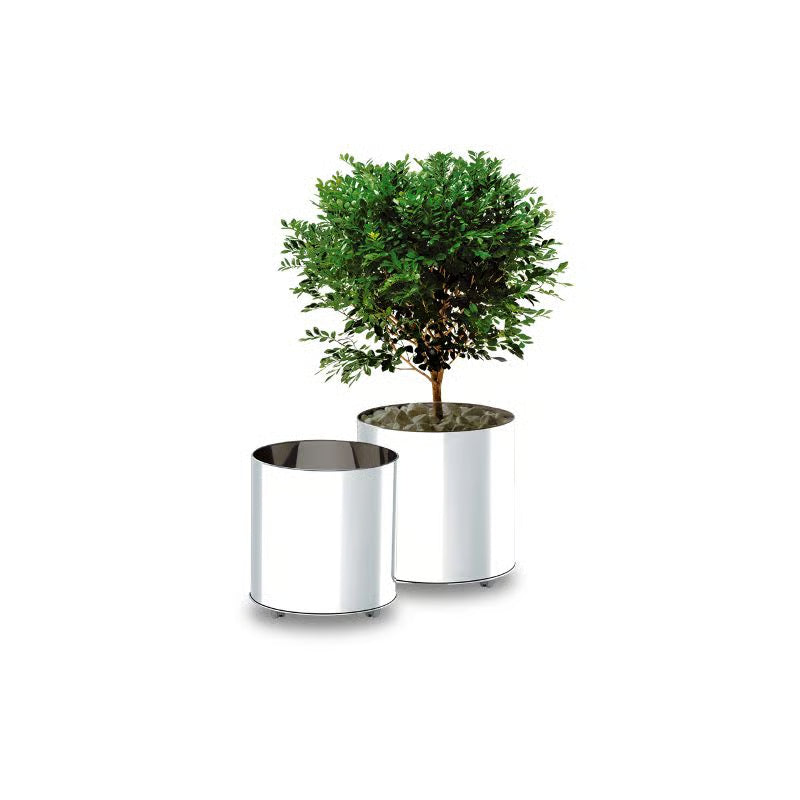 Cachepot Inox C/rodizios Diam 40x40cm