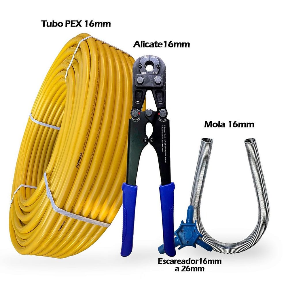 Kit 50mt Tubo 16mm + Alicate 16mm + Mola 16mm + Escareador