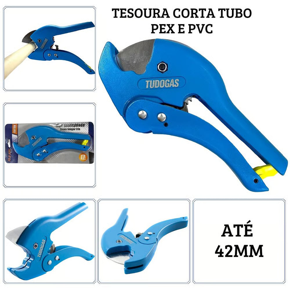 Tesoura CortaTubo Pex Água 16mm a 42mm Tudogás