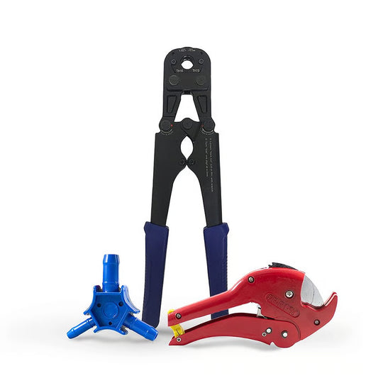 Kit Alicate Prensa Tubo Pex 16mm + Tesoura 16mm a 32mm + Escareador 16/20/26 Mm