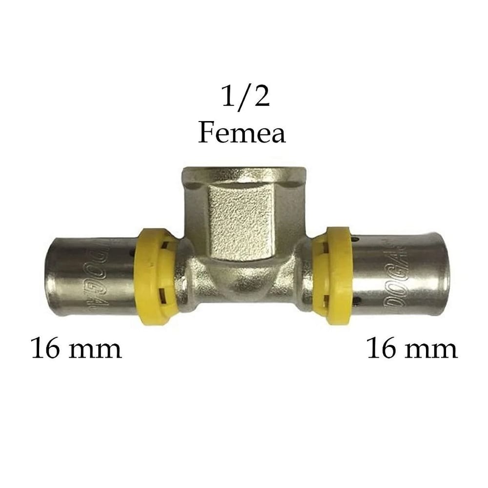 Kit 10 Un Tee F 16 X 1/2 X 16 Tudogas