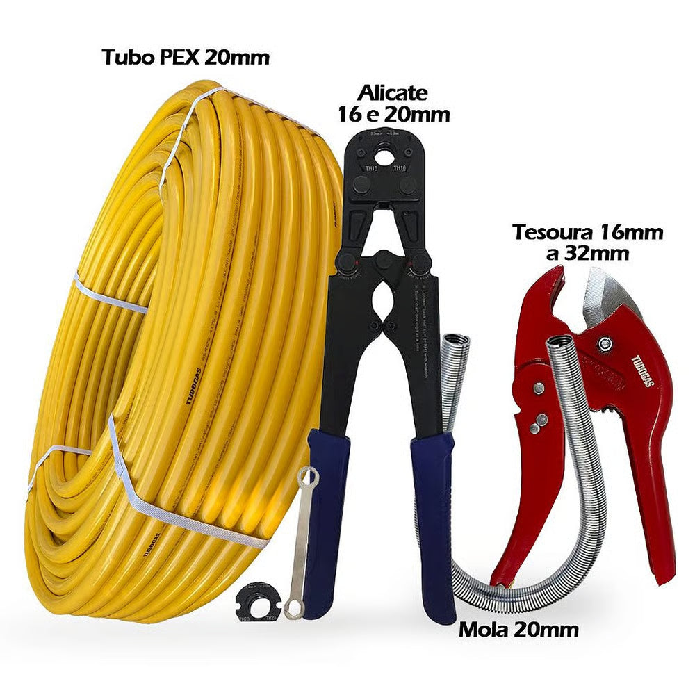 Kit 100mt Pex 20mm + Alicate 16/20 + Tesoura + Mola