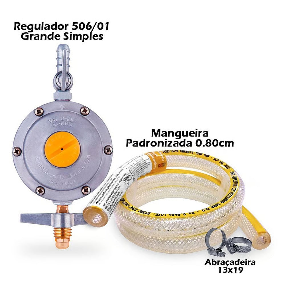 Kit Instalacao de Gas Regulador Registro Click 0.80 Metro 506/01