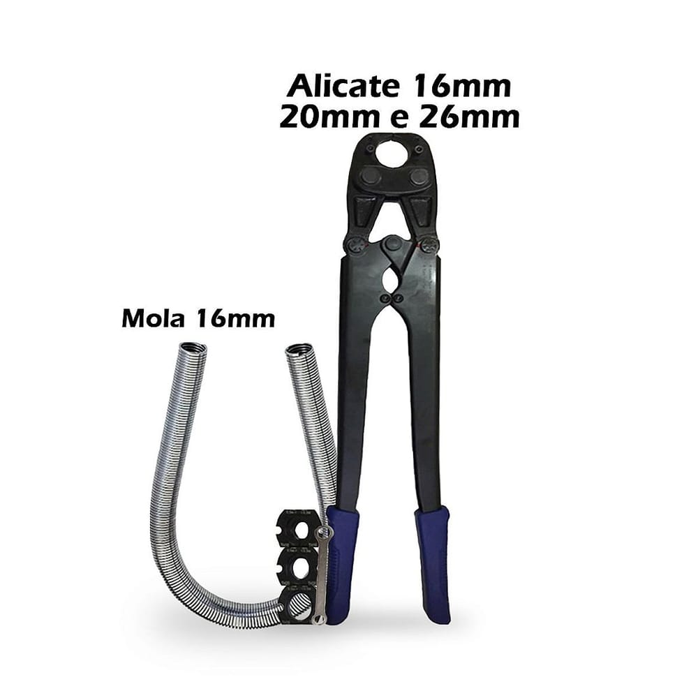 Kit Alicate Prensa Tubo Pex 16/20/26mm + Mola 16
